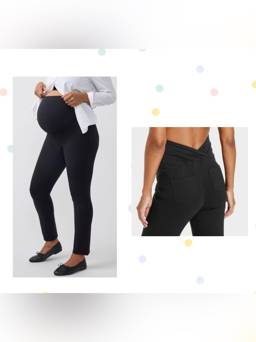 NWT Isabel Maternity by Ingrid & Isabel Back Crossover Panel Black Ponte Pants